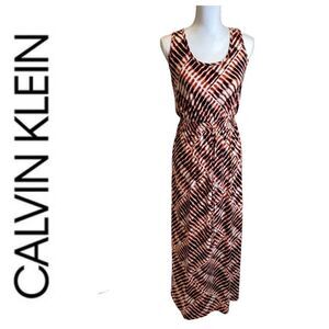 Calvin Klein Black and Red Print Maxi Dress Size 4